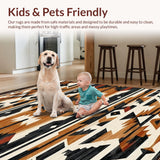 Ultra Soft Area Rug, Non Slip, Stain Resistant, Washable Area Rugs for Living Room, Bedroom, Earthy Toned Tribal Aesthetic(Brown)
