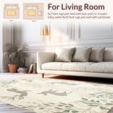Ultra Soft Area Rug, Non Slip, Stain Resistant, Washable Area Rugs for Living Room, Bedroom, Natural Toned with Abstract Animal Design and Forest Canopy(Beige)