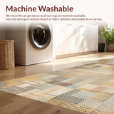Ultra Soft Area Rug, Non Slip, Stain Resistant, Washable Area Rugs for Living Room, Bedroom, Artful Rustic Geometric Appeal(Beige)