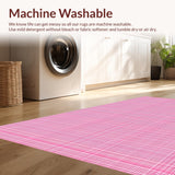 Ultra Soft Area Rug, Non Slip, Stain Resistant, Washable Area Rugs for Living Room, Bedroom, Rustic Minimalist Ogee Print(Pink)