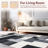 Ultra Soft Area Rug, Non Slip, Stain Resistant, Washable Area Rugs for Living Room, Bedroom, Rustic Minimalist Textured Design(Gray)