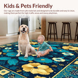 Ultra Soft Area Rug, Non Slip, Stain Resistant, Washable Area Rugs for Living Room, Bedroom, Durable Large Indoor(Blue)