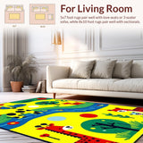 Ultra Soft Area Rug, Non Slip, Stain Resistant, Washable Area Rugs for Living Room, Bedroom, Engaging Festive Theme Motif(Yellow)