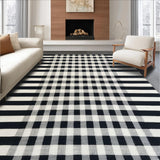 Ultra Soft Area Rug, Non Slip, Stain Resistant, Washable Area Rugs for Living Room, Bedroom, Timeless Dual-Tone Linear Pattern Woven Rug For Sophisticated Spaces(Black)