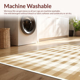 Modern Beige Checkerboard Area Geometric Plaid(Beige)