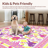 Ultra Soft Area Rug, Non Slip, Stain Resistant, Washable Area Rugs for Living Room, Bedroom, Festive Cute Holiday Pattern Play(Pink)