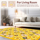 Ultra Soft Area Rug, Non Slip, Stain Resistant, Washable Area Rugs for Living Room, Bedroom, Charming Eclectic Nature Design(Yellow)