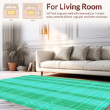 Ultra Soft Area Rug, Non Slip, Stain Resistant, Washable Area Rugs for Living Room, Bedroom, Luxurious Green Tiled Design(Blue)