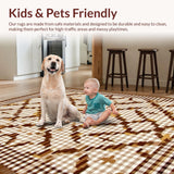 Ultra Soft Area Rug, Non Slip, Stain Resistant, Washable Area Rugs for Living Room, Bedroom, Artful Symmetrical Pattern Play(Beige)