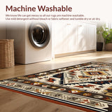 Ultra Soft Area Rug, Non Slip, Stain Resistant, Washable Area Rugs for Living Room, Bedroom, Rustic Southwestern Ethnic Motif(Brown)