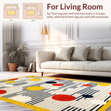 Ultra Soft Area Rug, Non Slip, Stain Resistant, Washable Area Rugs for Living Room, Bedroom, Whimsical Multi-Colored Polka Dot Delight(Yellow)