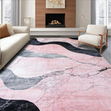 Ultra Soft Area Rug, Non Slip, Stain Resistant, Washable Area Rugs for Living Room, Bedroom, Elegant Irregular Marble Motif(Pink)