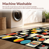 Ultra Soft Area Rug, Non Slip, Stain Resistant, Washable Area Rugs for Living Room, Bedroom, Retro Monochrome Circular Pattern(Black)