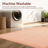 Ultra Soft Area Rug, Non Slip, Stain Resistant, Washable Area Rugs for Living Room, Bedroom, Elegant Soft Peach Damask Motif(Orange)