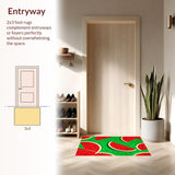 Ultra Soft Area Rug, Non Slip, Stain Resistant, Washable Area Rugs for Living Room, Bedroom, Playful Tropical Fruit Motif(Red)