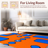 Ultra Soft Area Rug, Non Slip, Stain Resistant, Washable Area Rugs for Living Room, Bedroom, Energetic Color Blocked Graphic Style(Orange)