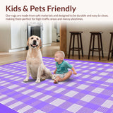 Ultra Soft Area Rug, Non Slip, Stain Resistant, Washable Area Rugs for Living Room, Bedroom, Contemporary Purple Tiled Motif(Purple)
