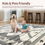 Ultra Soft Area Rug, Non Slip, Stain Resistant, Washable Area Rugs for Living Room, Bedroom, Ivory Black Geometric Bedroom Fringe Carpet(Beige)