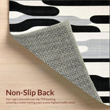 Ultra Soft Area Rug, Non Slip, Stain Resistant, Washable Area Rugs for Living Room, Bedroom, Elegant Black and White Striped Outdoor Rug for Contemporary Decor(Black)