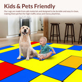 Ultra Soft Area Rug, Non Slip, Stain Resistant, Washable Area Rugs for Living Room, Bedroom, Dynamic Cheerful Hopscotch Theme(Yellow)