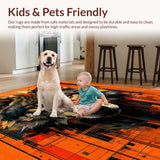 Ultra Soft Area Rug, Non Slip, Stain Resistant, Washable Area Rugs for Living Room, Bedroom, Vivid Warm Tones Animal Print(Orange)