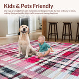 Ultra Soft Area Rug, Non Slip, Stain Resistant, Washable Area Rugs for Living Room, Bedroom, Charming Bow Rug: Pink White Uno Reverse Style Floor Decor(Pink)