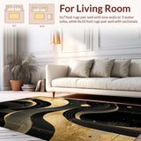 Ultra Soft Area Rug, Non Slip, Stain Resistant, Washable Area Rugs for Living Room, Bedroom, Chic Abstract Gold and Gray Convergence(Gold)