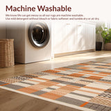 Ultra Soft Area Rug, Non Slip, Stain Resistant, Washable Area Rugs for Living Room, Bedroom, Contemporary Curved Line Design(Beige)