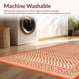 Ultra Soft Area Rug, Non Slip, Stain Resistant, Washable Area Rugs for Living Room, Bedroom, Artful Tiled Geometric Layout(Orange)