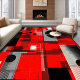 Ultra Soft Area Rug, Non Slip, Stain Resistant, Washable Area Rugs for Living Room, Bedroom, Contemporary Abstract Soundwave Design(Red)