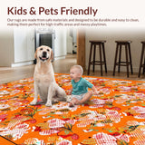 Ultra Soft Area Rug, Non Slip, Stain Resistant, Washable Area Rugs for Living Room, Bedroom, Dynamic Multicolor Geometric Style(Orange)