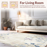 Ultra Soft Area Rug, Non Slip, Stain Resistant, Washable Area Rugs for Living Room, Bedroom, Vintage Garden Blooms with Artistic Flower and Petal Layers(Beige)