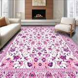 Ultra Soft Area Rug, Non Slip, Stain Resistant, Washable Area Rugs for Living Room, Bedroom, Playful Modern Blossom Layout(Pink)