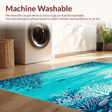 Ultra Soft Area Rug, Non Slip, Stain Resistant, Washable Area Rugs for Living Room, Bedroom, Round Area Rug Coastal Ocean Coral Reef Inspired Design(Blue)