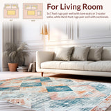 Ultra Soft Area Rug, Non Slip, Stain Resistant, Washable Area Rugs for Living Room, Bedroom, Coastal Distressed Diam(Orange)