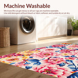Ultra Soft Area Rug, Non Slip, Stain Resistant, Washable Area Rugs for Living Room, Bedroom, Colorful Geometric Floral Fusion(Pink)