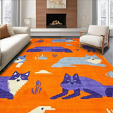 Ultra Soft Area Rug, Non Slip, Stain Resistant, Washable Area Rugs for Living Room, Bedroom, Colorful Cartoonish Wilderness Scene(Orange)