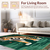 Ultra Soft Area Rug, Non Slip, Stain Resistant, Washable Area Rugs for Living Room, Bedroom, Vibrant Green Animal Motif(Brown)