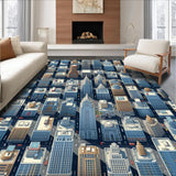Ultra Soft Area Rug, Non Slip, Stain Resistant, Washable Area Rugs for Living Room, Bedroom, Bright Multicolor Traffic Playmat for Playroom Fun(Blue)