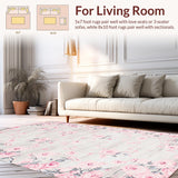 Ultra Soft Area Rug, Non Slip, Stain Resistant, Washable Area Rugs for Living Room, Bedroom, Rustic Gray Flower Arrangement(Pink)