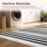 Ultra Soft Area Rug, Non Slip, Stain Resistant, Washable Area Rugs for Living Room, Bedroom, Stylish Striped Doormat Layering Rug, Non Slip(Black)