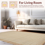 Ultra Soft Area Rug, Non Slip, Stain Resistant, Washable Area Rugs for Living Room, Bedroom, Farmhouse Inspired Braided Texture(Beige)