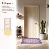 Ultra Soft Area Rug, Non Slip, Stain Resistant, Washable Area Rugs for Living Room, Bedroom, Trendy Minimalist Floral Aesthetic(Purple)