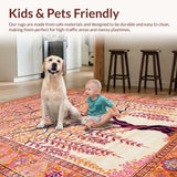 Ultra Soft Area Rug, Non Slip, Stain Resistant, Washable Area Rugs for Living Room, Bedroom, Elegant Soft Pastel Patterns(Orange)