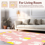 Ultra Soft Area Rug, Non Slip, Stain Resistant, Washable Area Rugs for Living Room, Bedroom, Elegant Greenery and Egg Design(Pink)