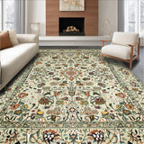 Ultra Soft Area Rug, Non Slip, Stain Resistant, Washable Area Rugs for Living Room, Bedroom, Vintage Botanical Cream Aesthetic(Ivory)
