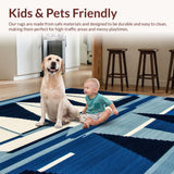 Ultra Soft Area Rug, Non Slip, Stain Resistant, Washable Area Rugs for Living Room, Bedroom, Elegant Blue Maritime Design(Blue)