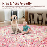 Ultra Soft Area Rug, Non Slip, Stain Resistant, Washable Area Rugs for Living Room, Bedroom, Timeless Classic Low Pile Texture(Pink)