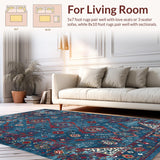 Ultra Soft Area Rug, Non Slip, Stain Resistant, Washable Area Rugs for Living Room, Bedroom, Dynamic Abstract Boho Fusion(Blue)
