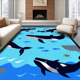 Ultra Soft Area Rug, Non Slip, Stain Resistant, Washable Area Rugs for Living Room, Bedroom, Playful Nautical Creature Design(Blue)